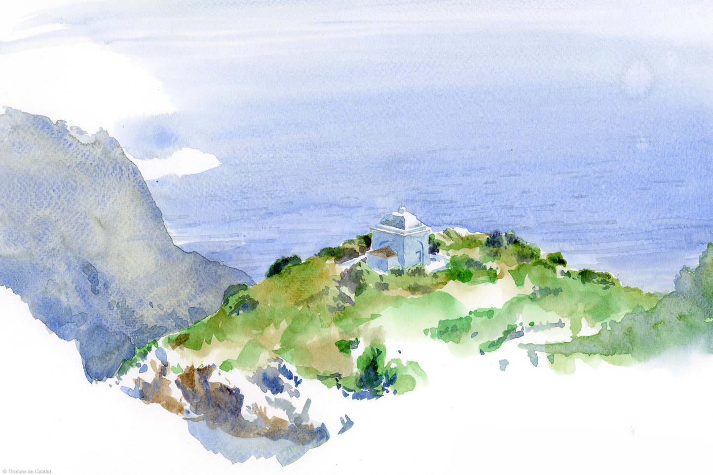 Vue de la terrasse du O’Lamparo à Barrettali sur la côte ouest du Cap Corse