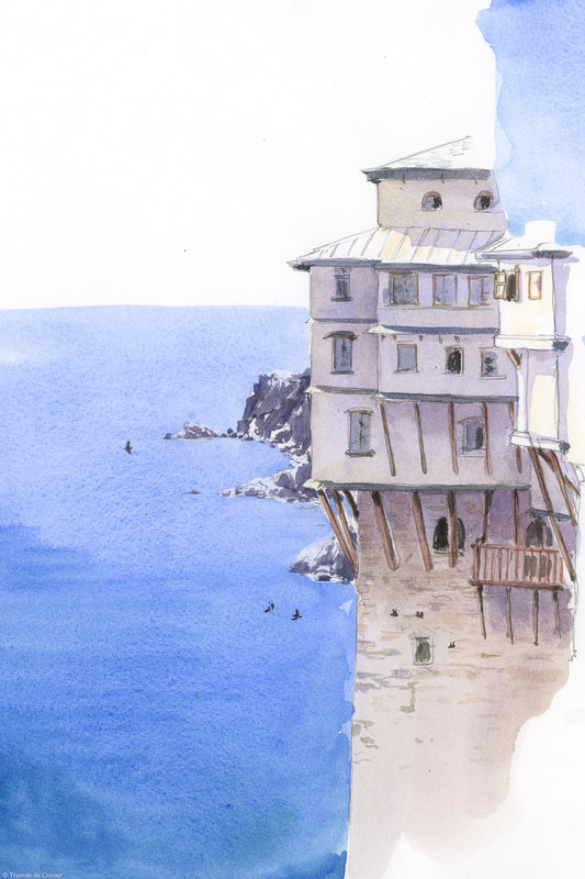 Vue du parapet sur le Monastère de Dionysiou