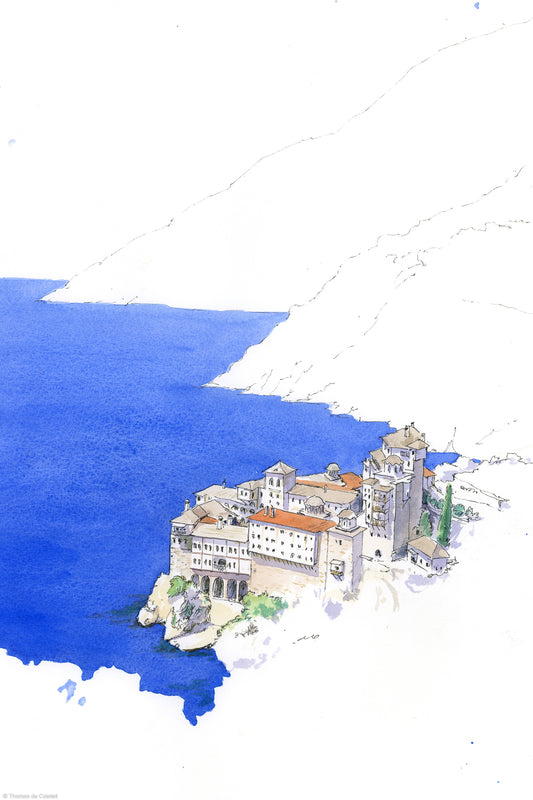 Vue aérienne de du monastère de Agios Grigoriou