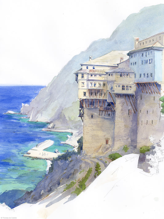 Vue panoramique sur le Monastère de Dionysiou