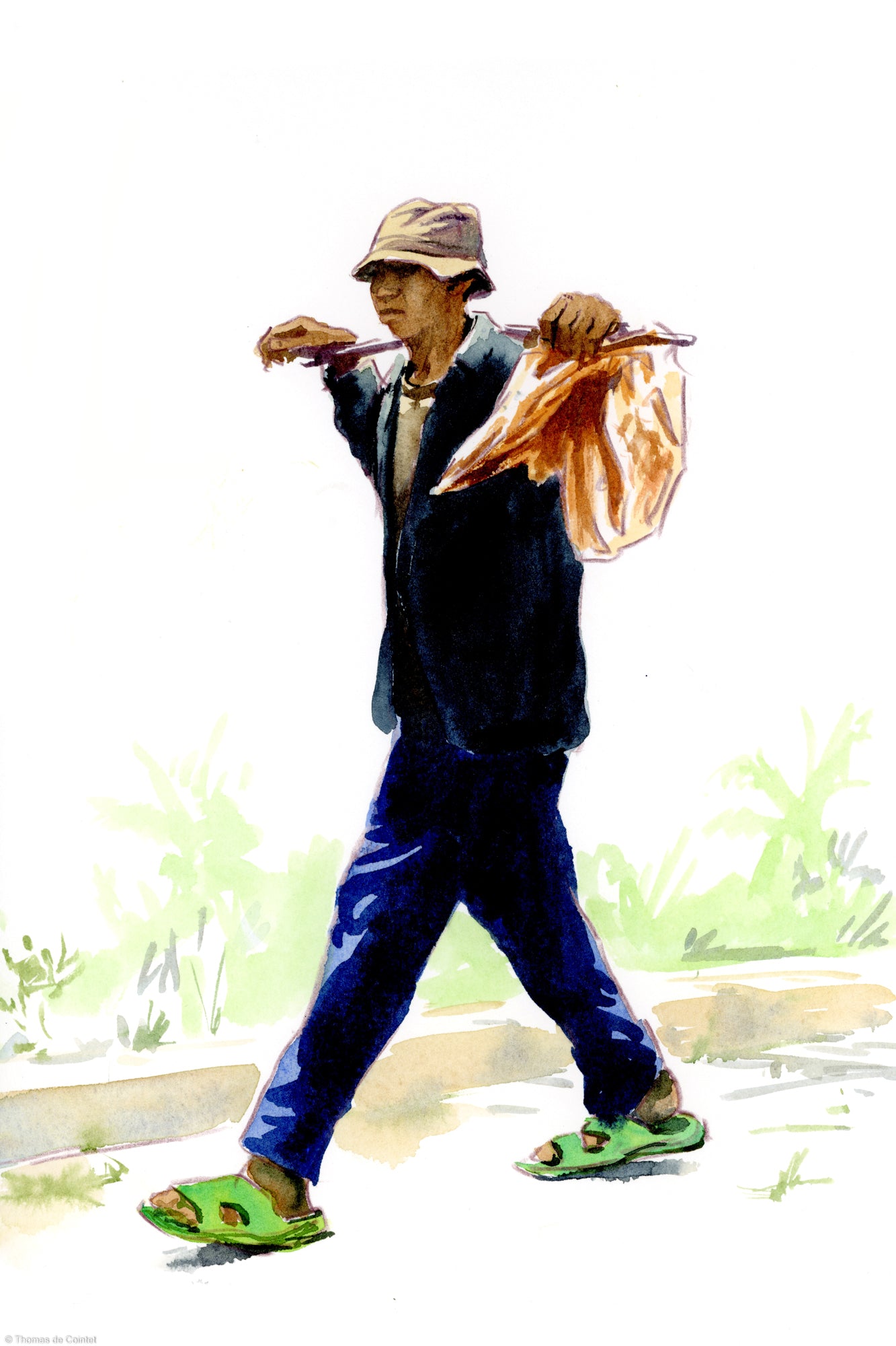 Un homme au chapeau à l'entrée de Bicumbi