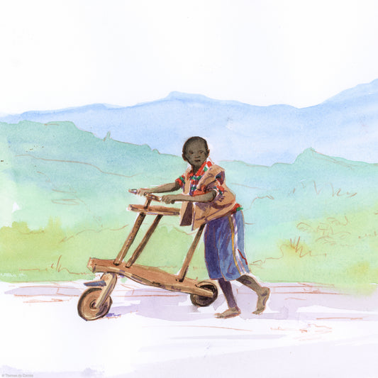 Le tshukudu, la trottinette en bois pour dévaler les pentes