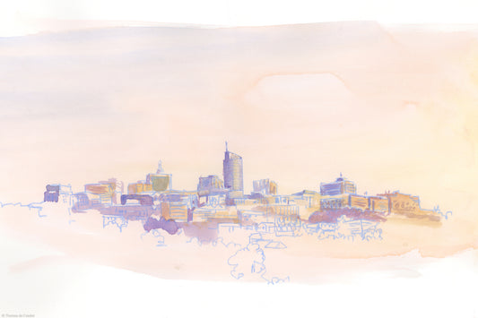 Centre des affaires de Kigali au soleil couchant