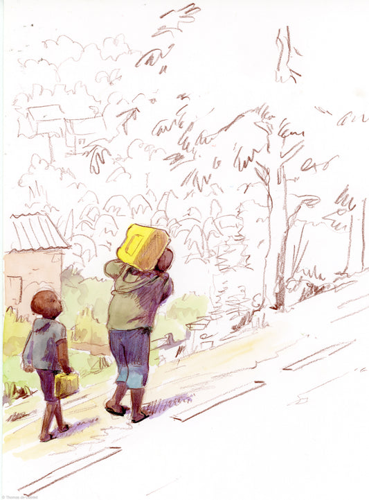 Deux frères rapportent l'eau potable chez eux